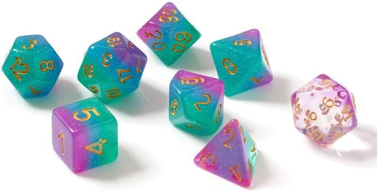 Sirius Dice Northern Lights Resin Polyhedral 7 Dice Set with Gold Numbers 1