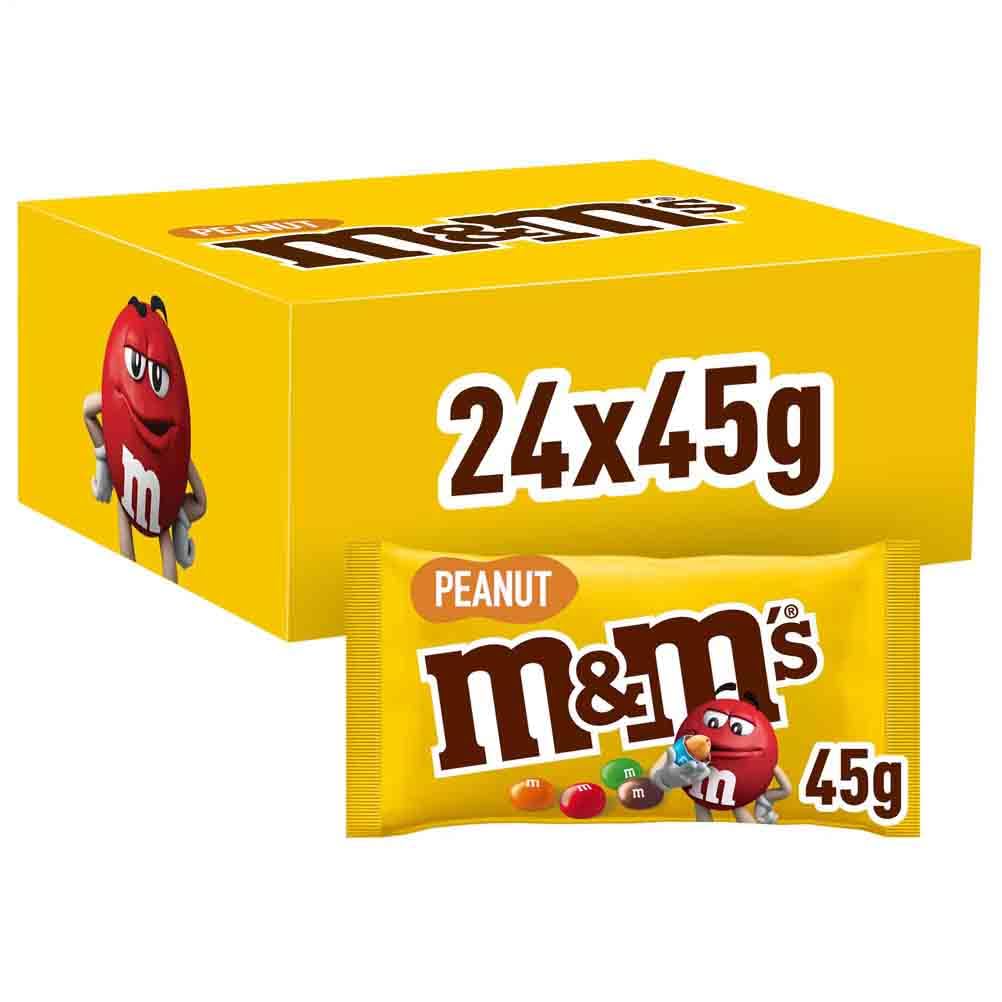 M&M's Peanut Bulk Box - Milk Chocolate Candy Snacks, 24 Packs (45g Each) 1