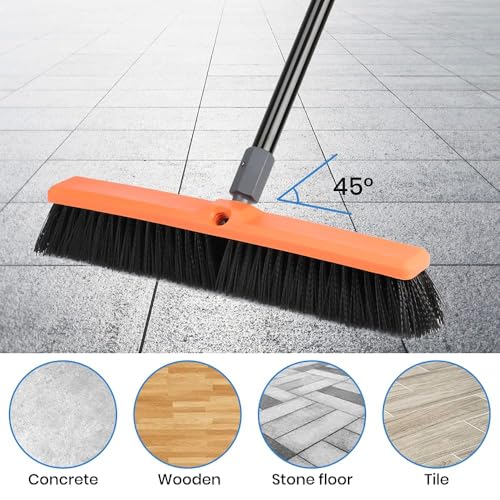 TreeLen 18 inch Push Broom Outdoor - Heavy Duty Broom for Driveways, Sidewalks, Garage, and Pool