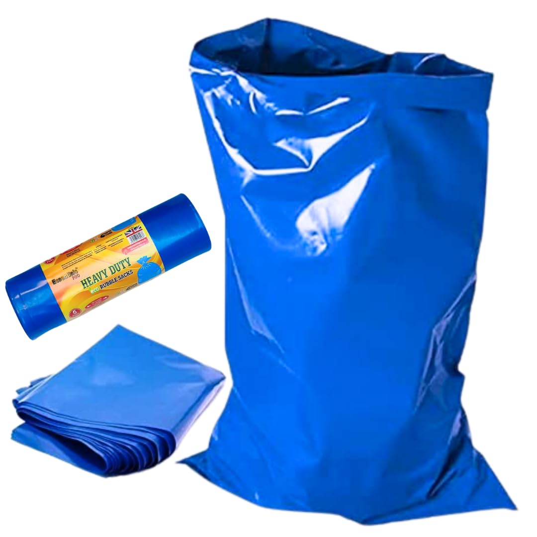 HomeSmith XLarge Heavy Duty Blue Rubble Sacks | 30kg Capacity | Leakproof Plastic Bags