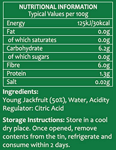 Tropical Sun Young Green Jackfruit in Water, 400g - Plant-Based Meat Alternative