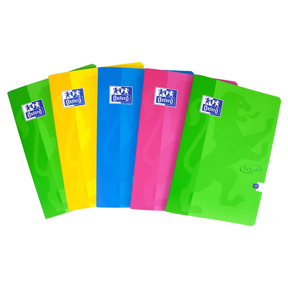 Oxford Touch A4 120 Page Softcover Stapled Notebook - Smooth Optic Paper | Pack of 5 1