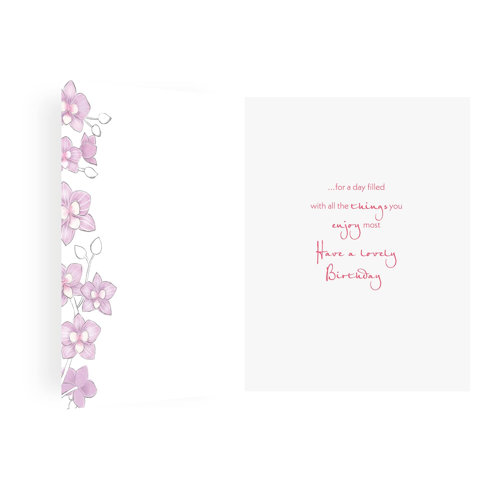 Piccadilly Greetings Traditional Birthday Card Orchids | 8 x 6 Inches | Purple