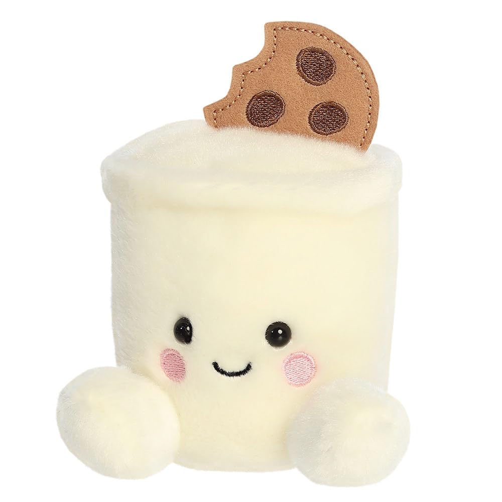 AURORA Palm Pals Duncan Milk & Cookies Soft Toy - 13cm Plush | Bean Filled | White & Brown