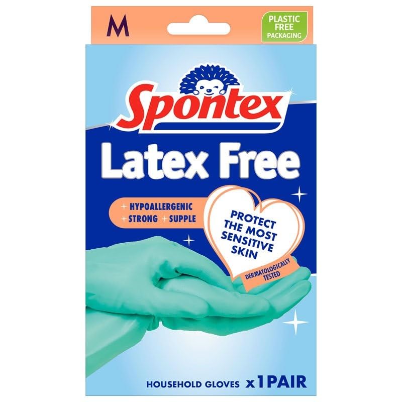 Spontex Latex Free Cleaning Gloves - Hypoallergenic | Size M | Peach 1