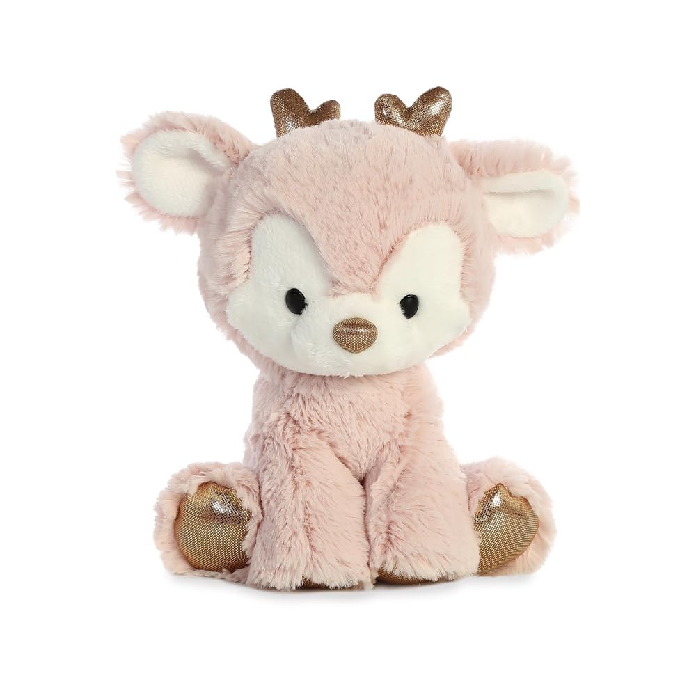 AURORA Glitzy Tots Reindeer Soft Toy - Pink, 8-Inch | Polyester | Suitable from Birth