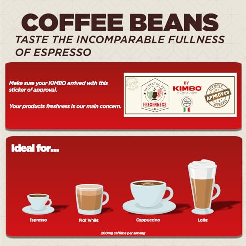 Kimbo Caffè Crema Classico Whole Coffee Beans, Light Roast, 1kg Bag
