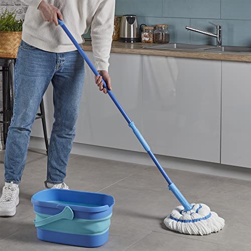 Spontex Ultra Compact Twist Mop and Bucket Set - Microfibre Mop with Built-In Wringing System