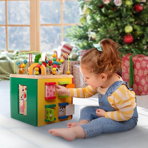 Battat Wooden Activity Cube with Farm Theme | 5 Sides of Fun | Ages 1+ 2