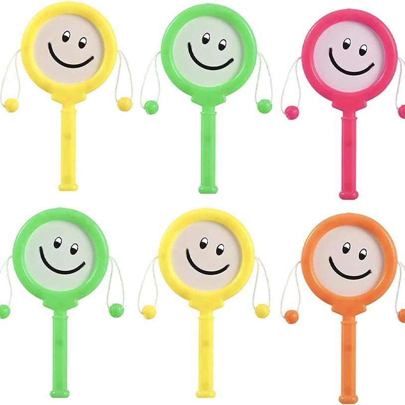 24 Pack Mini Smile Face Hand Drum Toy Set - Assorted Colors Musical Percussion for Kids 6 Months & Up 1