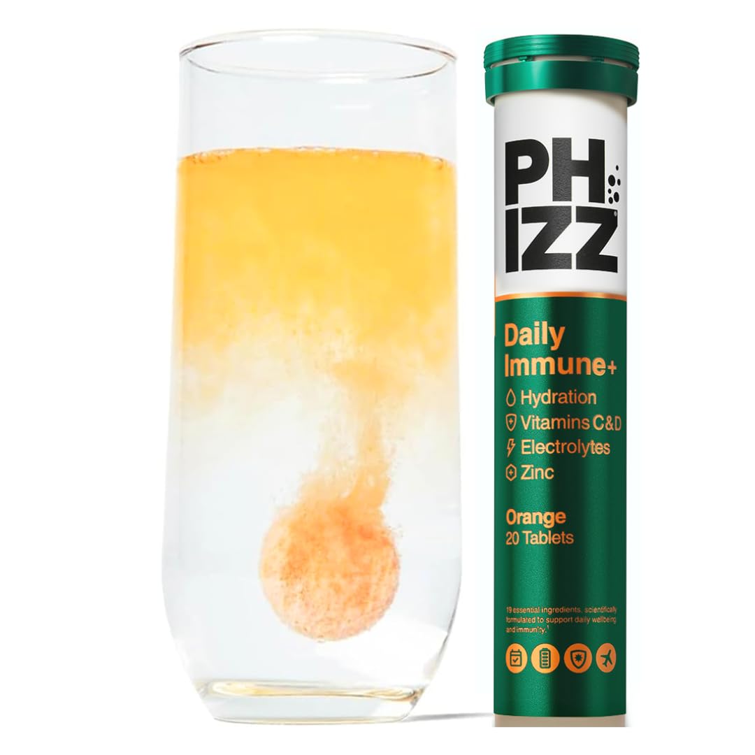 Phizz Daily Immune+ Orange Effervescent Tablets - Hydration, Immunity, Electrolytes & Vitamins - 20 Count 1