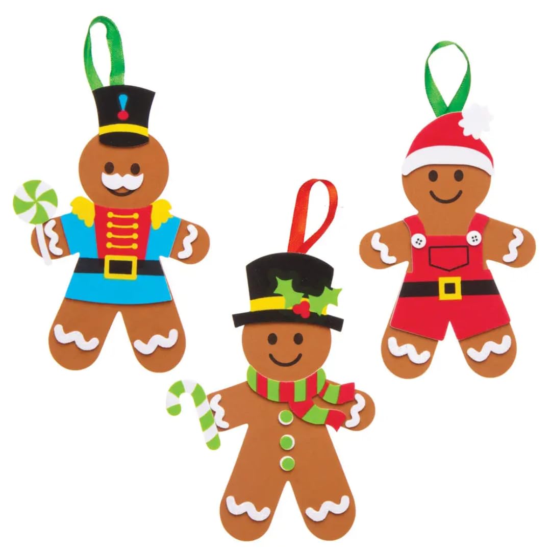 Baker Ross AT192 Gingerbread Man Mix & Match Decoration - Pack of 6, Christmas Craft Kit 2