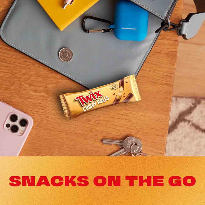 Twix Crispy Rolls, Milk Chocolate, Caramel and Biscuit Snack Bar, 24 x 22.5g
