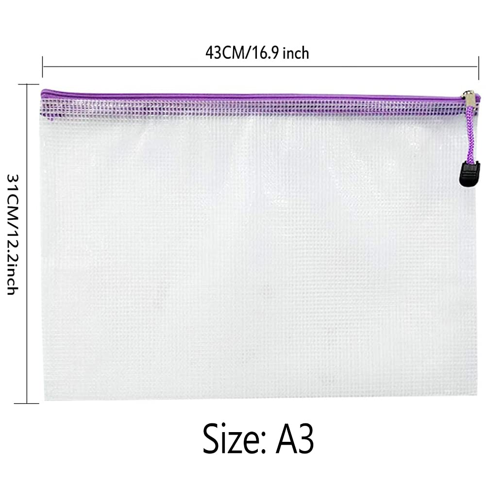 NORTHERN BROTHERS A3/A4 Plastic Zip Wallets - 24PCS Coloured Folders | PVC, Water Resistant 2