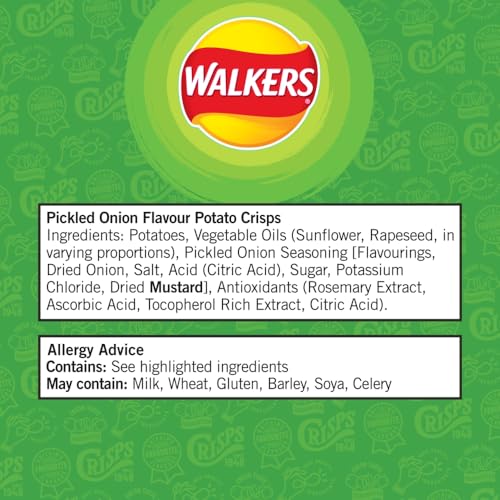 Walkers Crisps Pickled Onion 6x25g Multipack