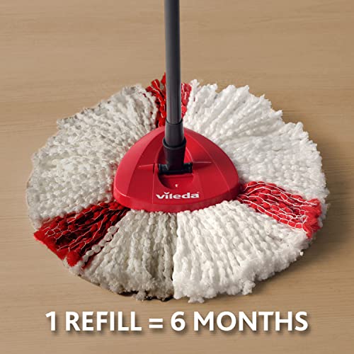 Vileda - EasyWring and Clean Turbo 2-in-1 Microfibre Mop Refill Head, White/Red | Mop Refill