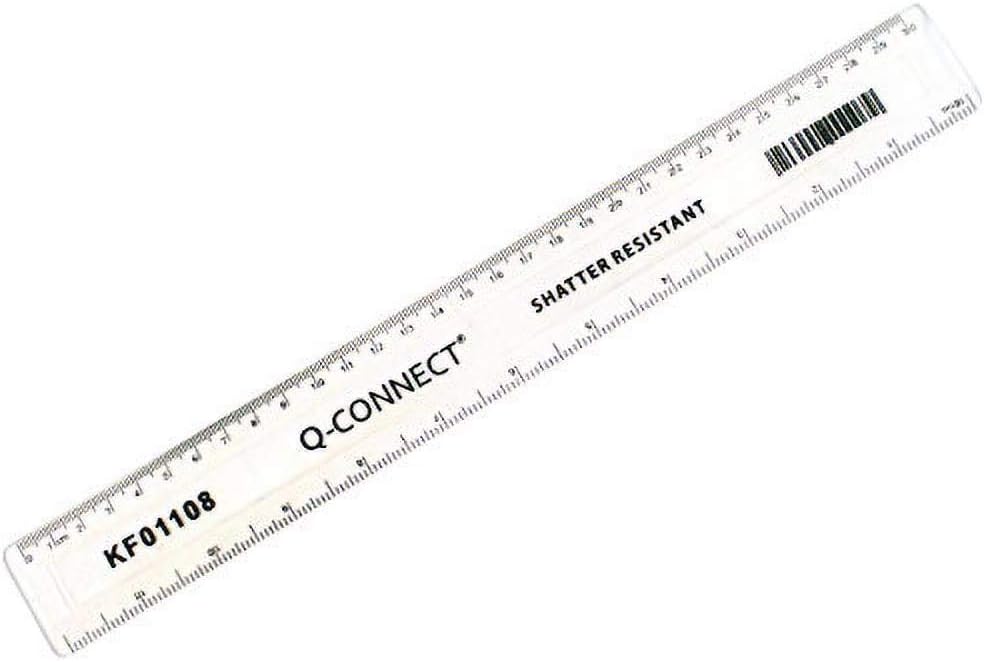 Q Connect 300mm Shatterproof Ruler - Clear 1