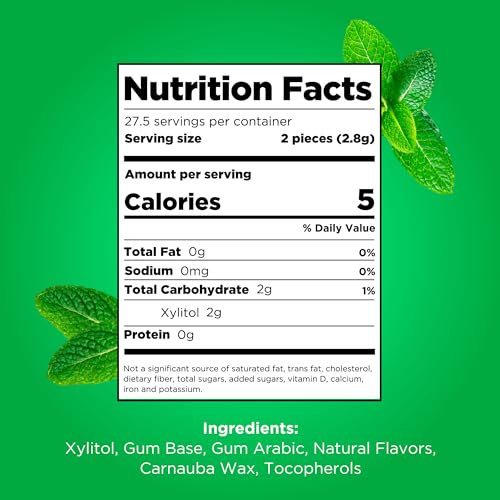 PUR Gum - Sugar Free Chewing Gum with Xylitol, Natural Spearmint Flavor, Vegan & Aspartame Free (55 Pieces, Pack of 6)