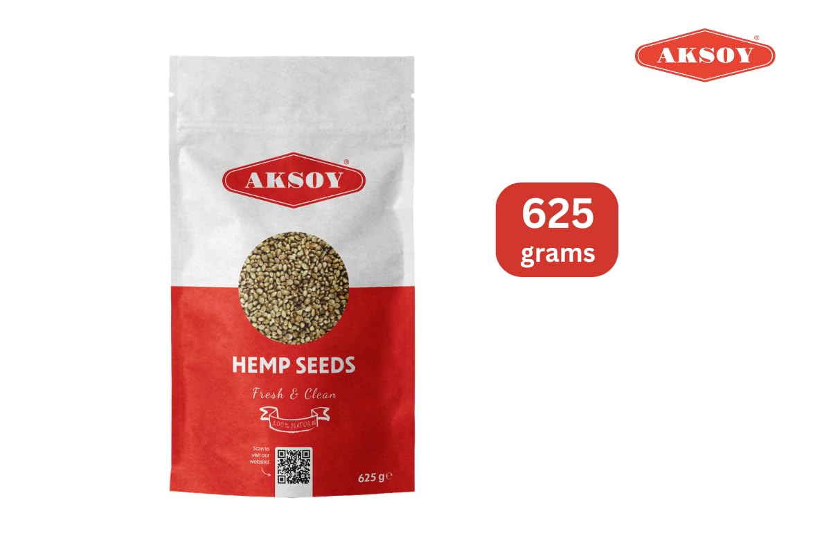 AKSOY Whole Hemp Seeds - Complete Protein Source | 625g | Rich in Omegas 3 & 6 3