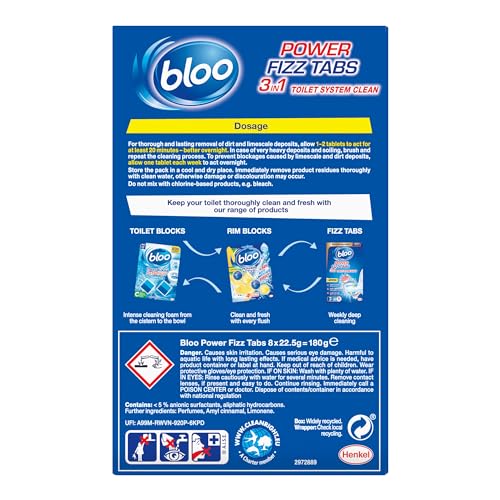Bloo Power Fizz Tabs Anti-Limescale Toilet Cleaning Lemon, 8 Count 2
