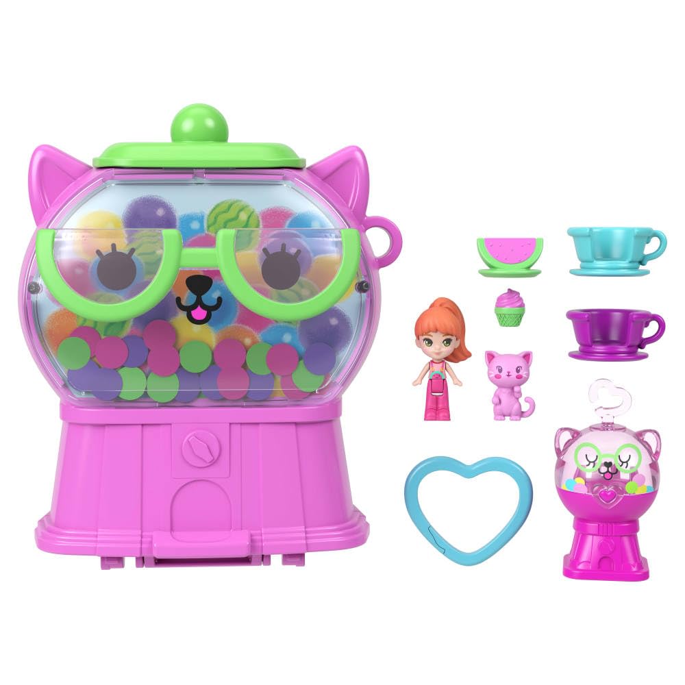 Polly Pocket Gumball Kitty Compact Playset | Micro Doll & 8 Accessories | Ages 4+ 4