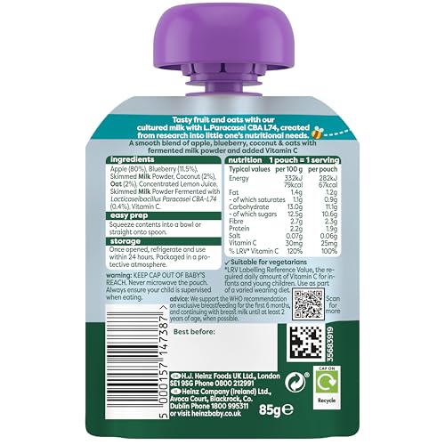 Heinz Baby Food Blueberry, Coconut & Oat with Immunity Support Pouch (6x85g) 3