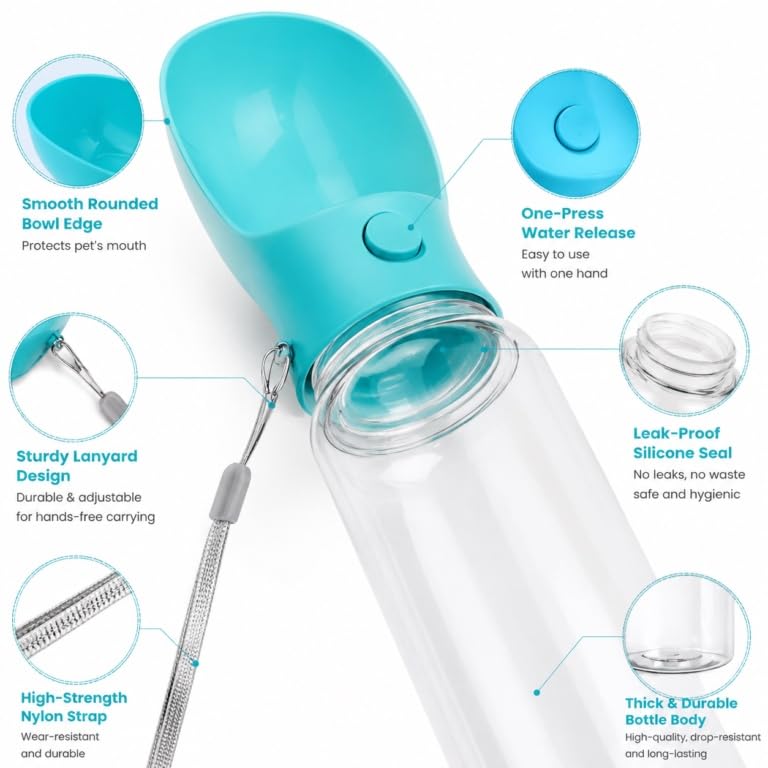 Muexoee Dog Water Bottle - 350ml Spring Green | Leak-Proof | Portable 5