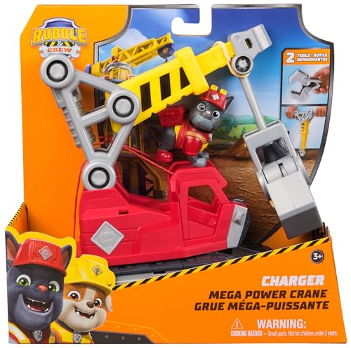 Rubble & Crew Charger's Mega Power Crane Toy Truck with Figure | Ages 3+ | Plastic 10
