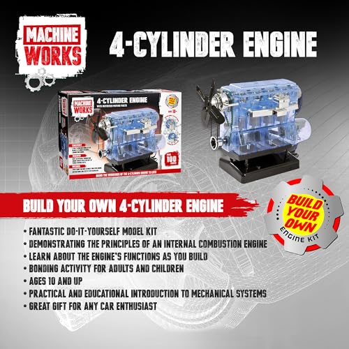 Machine Works 4-Cylinder Petrol Car Engine Replica Model - Build Your Own Engine Kit for Kids & Adults 7