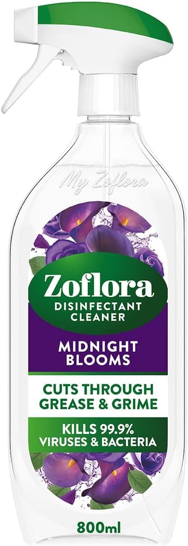 Zoflora Midnight Blooms Multipurpose Cleaner Trigger Spray - Kills 99.9% of Viruses & Bacteria | Cuts Through Grease & Grime | 800ml 1