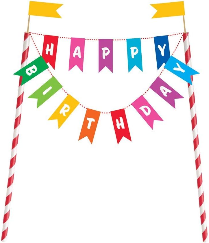 Rainbow Birthday Cake Bunting Topper - Happy Birthday Cake Decoration 2