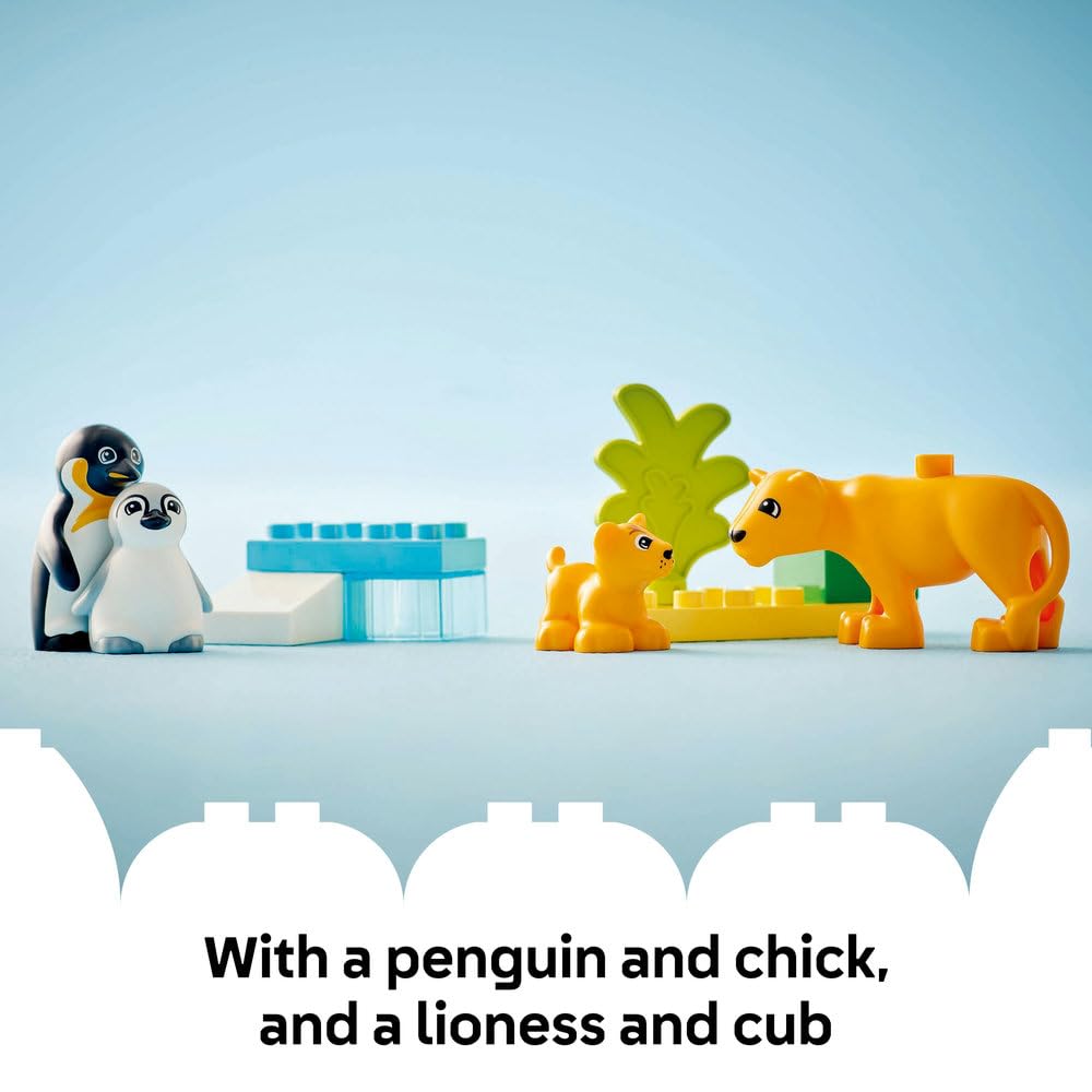 LEGO DUPLO Wild Animal Families: Penguins & Lions Educational Building Set for Toddlers 2+ 2