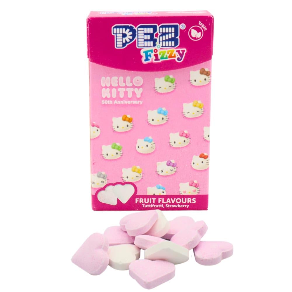 PEZ Hello Kitty Fizzy Strawberry Flavoured Retro Sweets - 30g Flip Top Box