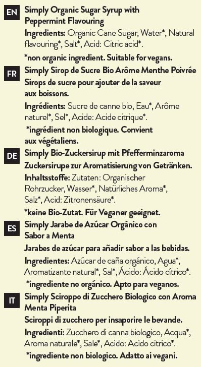 Simply Organic Peppermint Syrup - Vegan & Nut Free Natural Flavoured Syrup for Beverages & Baking 6