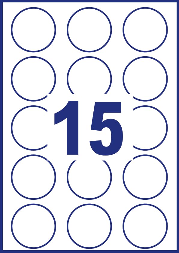 AVERY L4853REV Removable Round Printer Labels - 51mm, 375 Total Labels, Inkjet & Laser Compatible