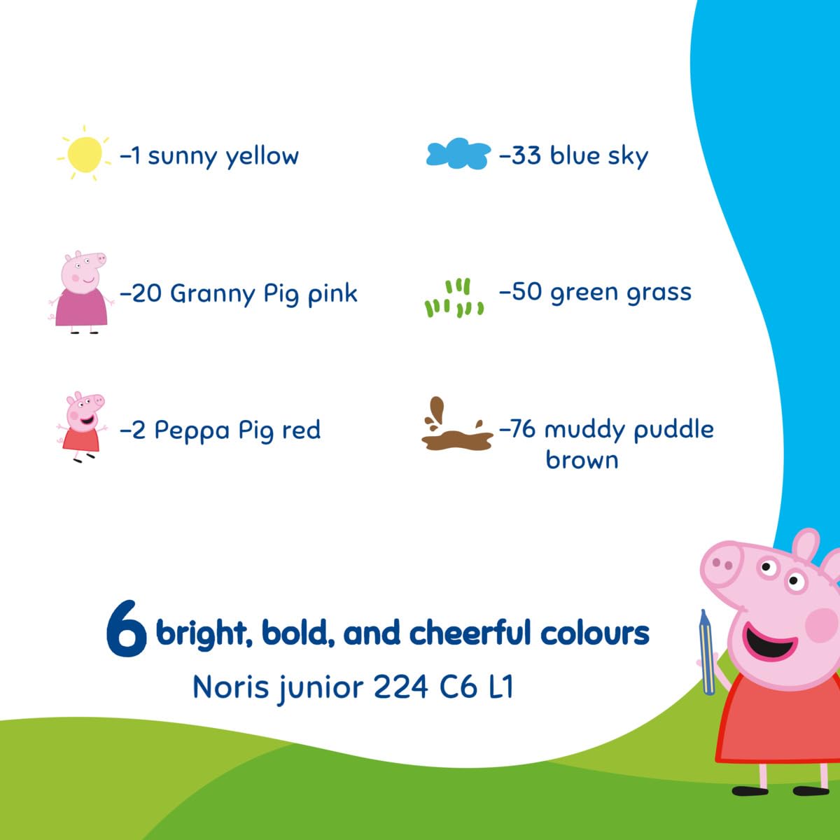 STAEDTLER Peppa Pig x Noris Junior Jumbo Wax Crayons - Ergonomic Hexagonal Shape | Assorted Colors 5