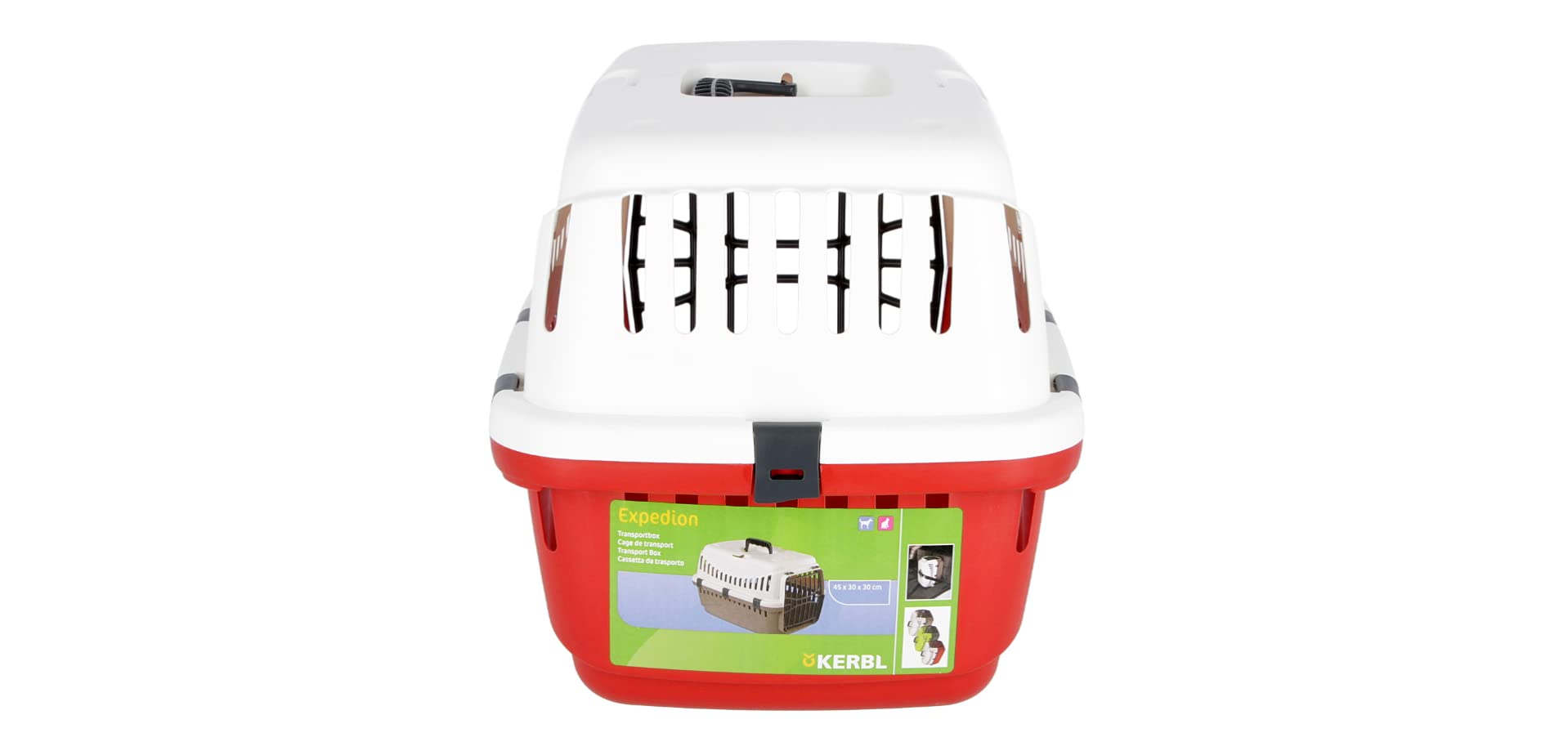 Kerbl Pet Transport Box Expedion with Plastic Door | 45 x 30 x 30 cm | Creme/ Bordeaux 4