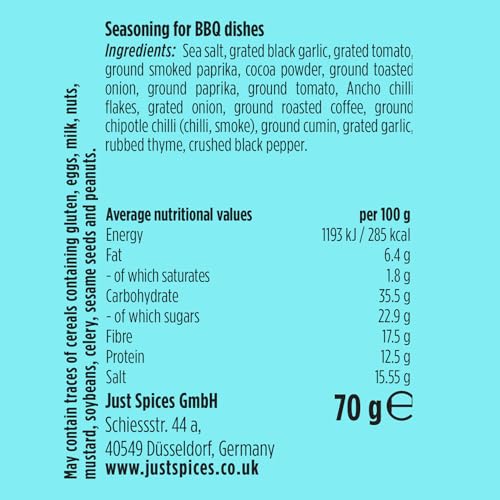 Just Spices BBQ Seasoning, 70g - Smoky Flavour for Meat, Fish & Vegetables
