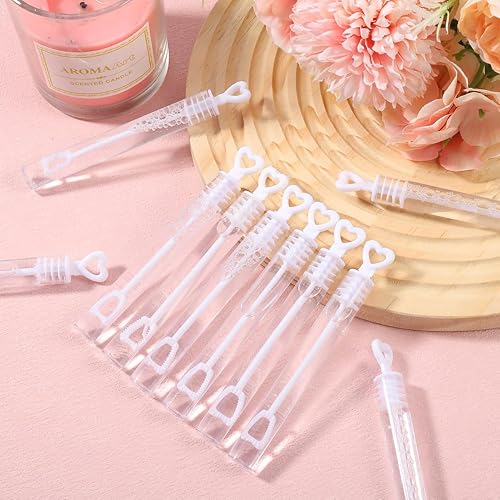 SHATCHI 72 pcs Heart Shape Bubble Tubes with Filler Solution | Party Favors 10