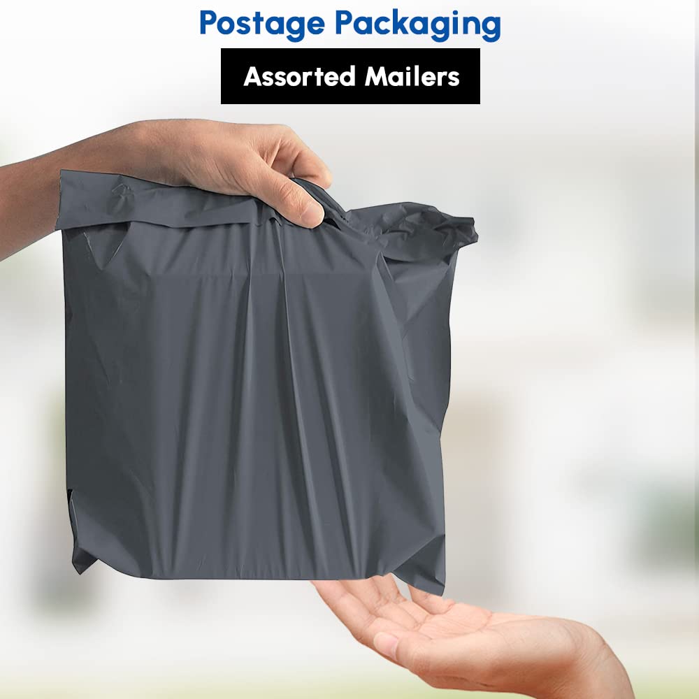 1ABOVE Grey Poly Postal Self Seal Bags - 50 Pack, 10x14 Inch, Water Resistant 4