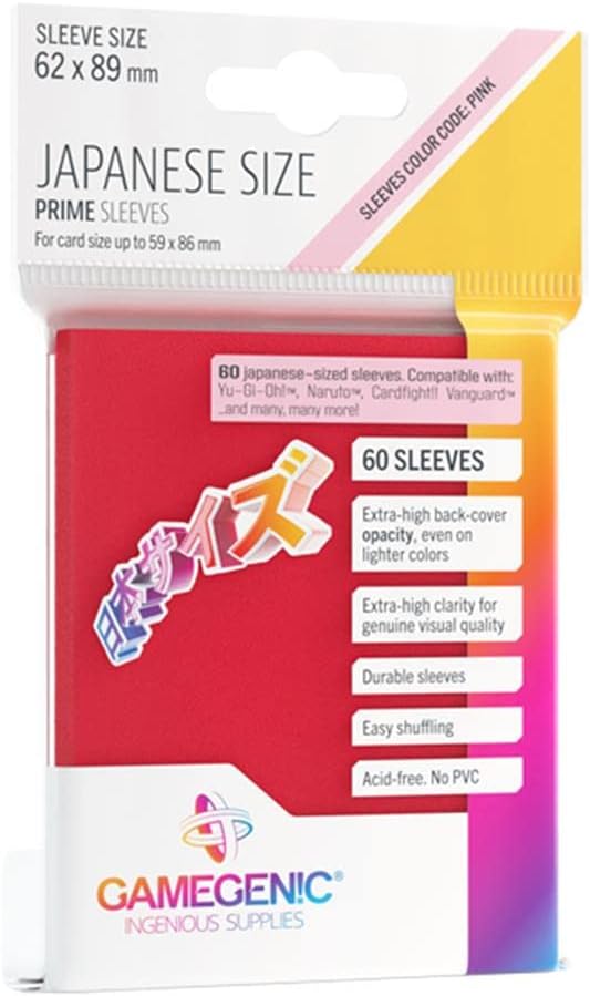 Gamegenic Prime Japanese Sized Sleeves Red - 60 Pack for Yu-Gi-Oh!, Naruto, Cardfight!! Vanguard 1