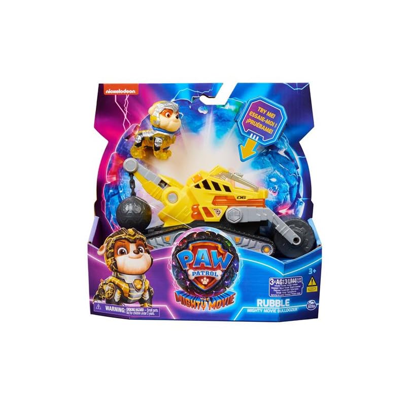 Paw Patrol: The Mighty Movie Rubble's Construction Truck with Light-Up Action Figure, Lights & Sounds - Kids' Toy for Ages 3+ 2