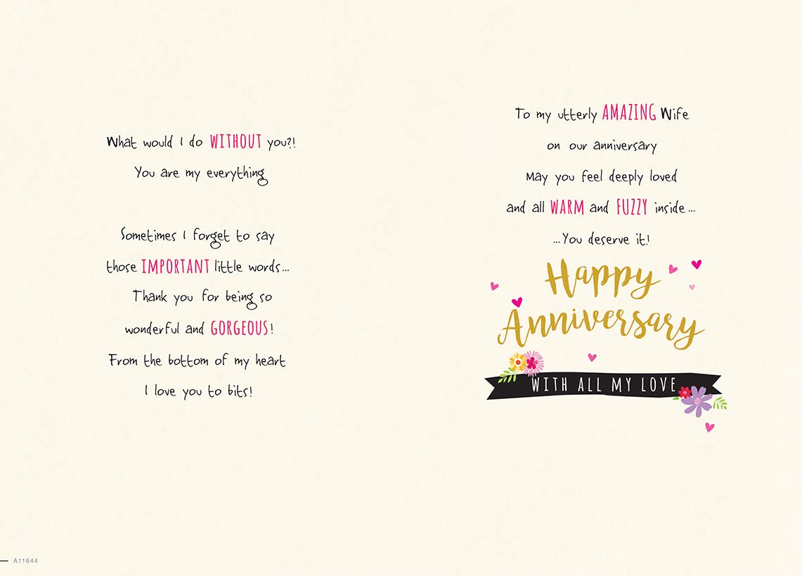 Piccadilly Greetings Gorgeous Wife On Our Anniversary Card | 9 x 6 Inches | Green, Peach, Beige 2