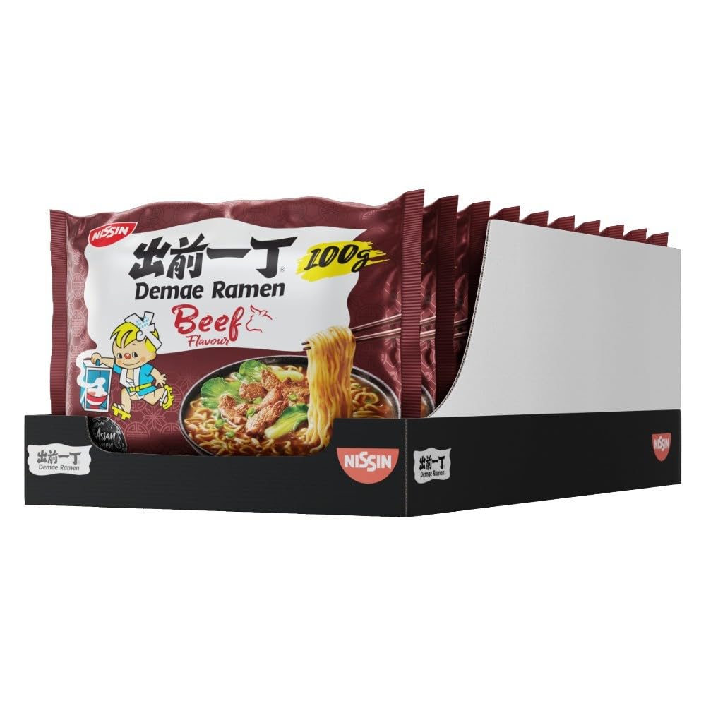 NISSIN Ramen Beef Flavoured Instant Noodles - 100g Pack of 10 1