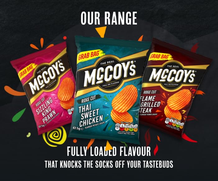 McCoy's Sizzling King Prawn Grab Bag Crisps 45g (Multipack of 36)