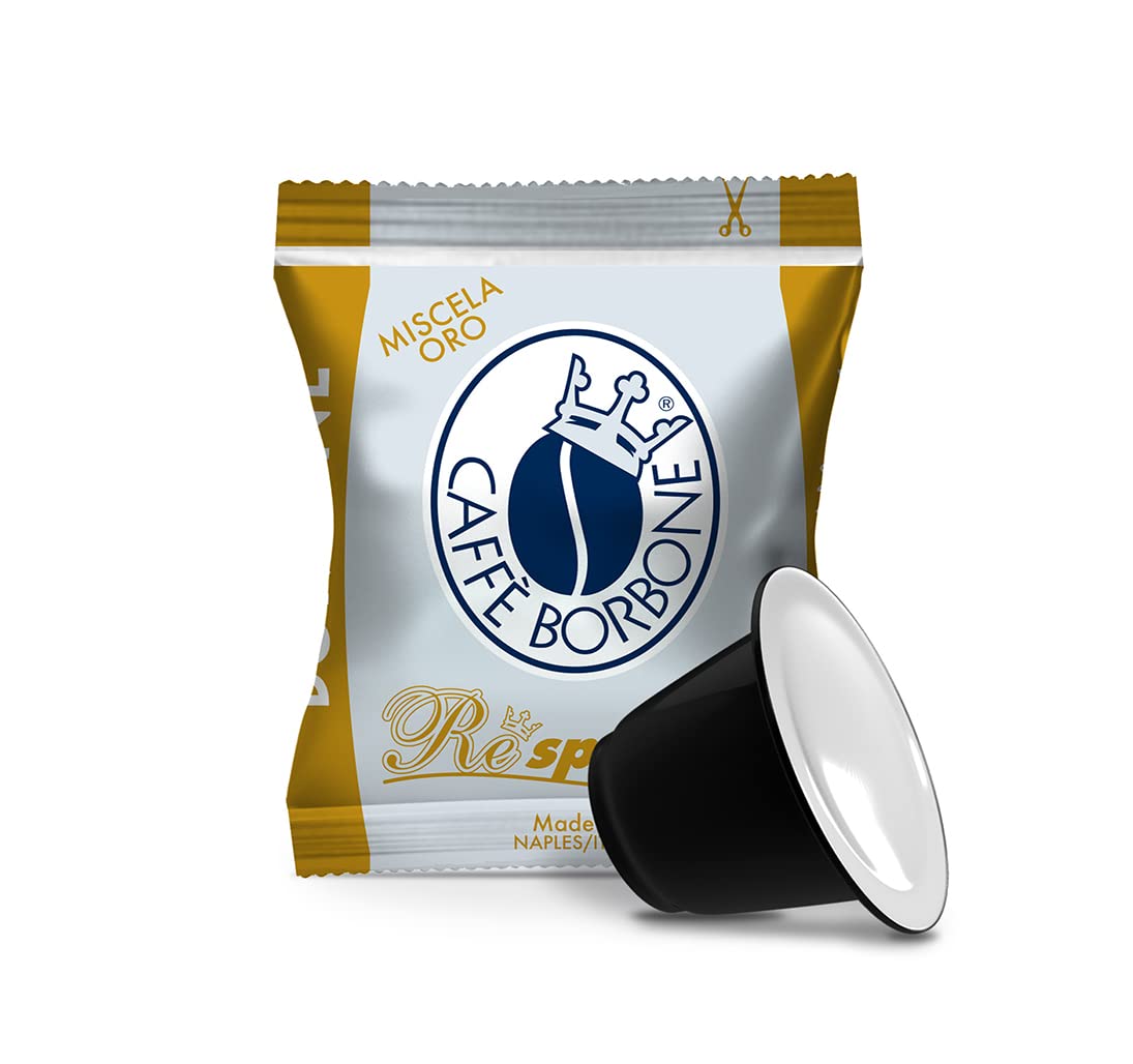 CAFFÈ BORBONE Respresso Gold Blend Coffee Capsules - 50 Count | Nespresso Compatible | Intensity 7.5