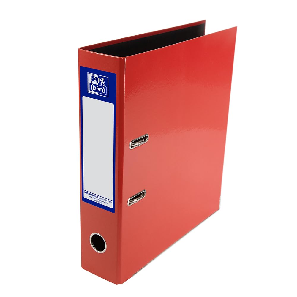 Oxford Premium A4 Lever Arch File - Heavy Duty, 70mm Spine, Red | 560 Sheet Capacity