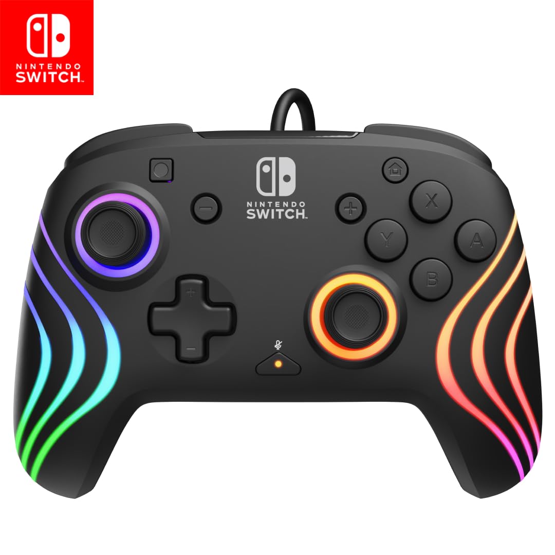 PDP Afterglow Wave Wired Controller for Nintendo Switch - Black | RGB Lighting 1