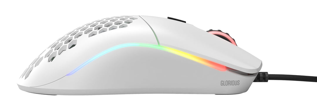 GLORIOUS Model O Wired Gaming Mouse - 67g Superlight Honeycomb Design, RGB, Pixart 3360 Sensor, Omron Switches, Ambidextrous - Matte White