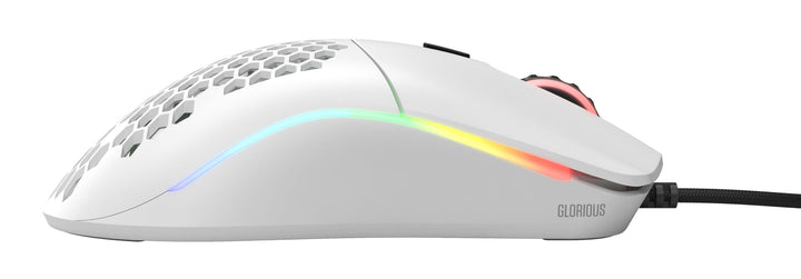GLORIOUS Model O Wired Gaming Mouse - 67g Superlight Honeycomb Design, RGB, Pixart 3360 Sensor, Omron Switches, Ambidextrous - Matte White